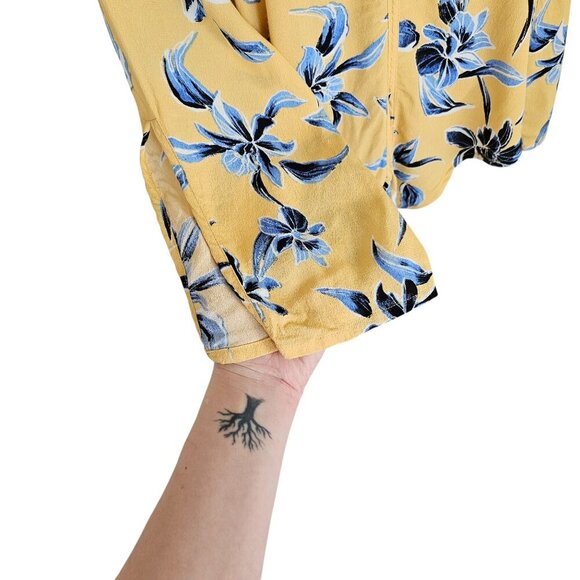 Melissa Nepton Yellow Floral Long Sleeve Tie Top Sz L - Picture 3 of 8